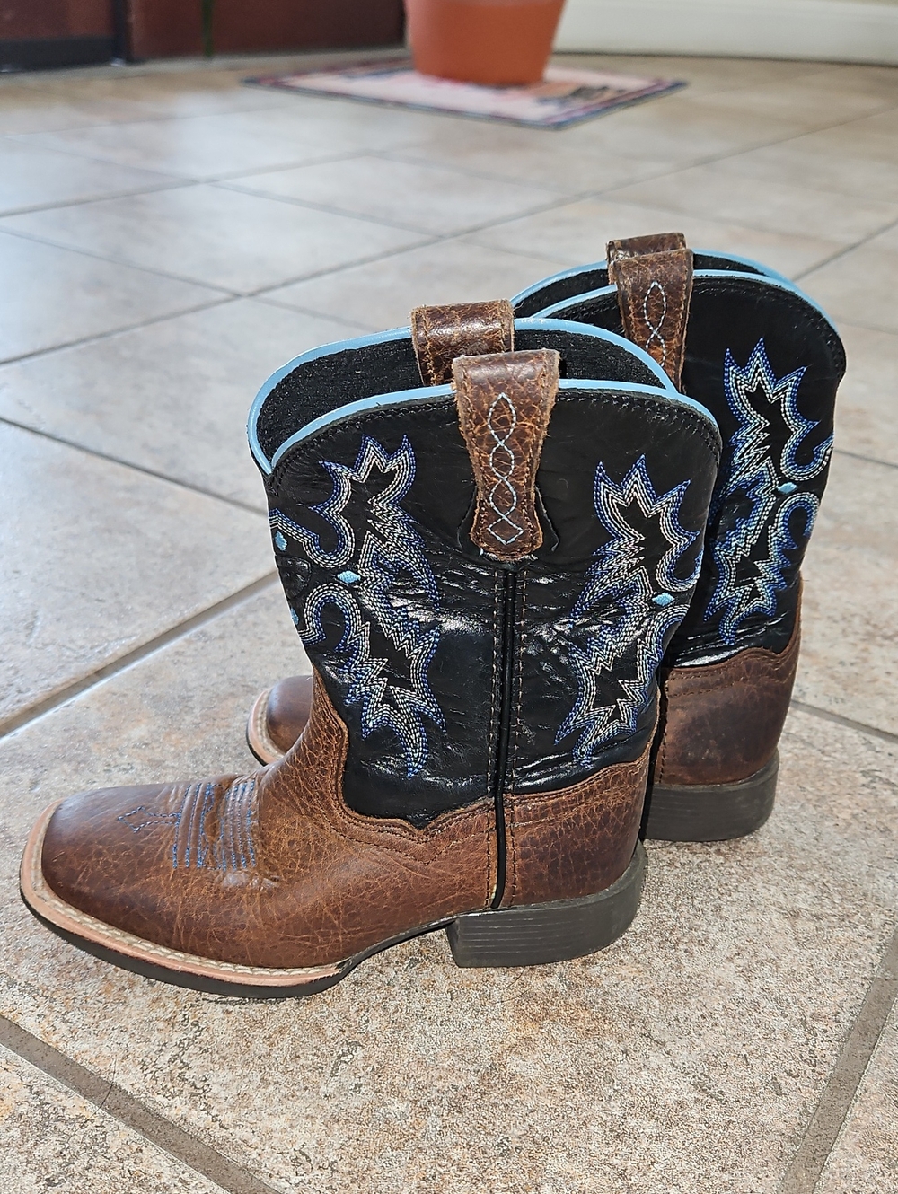 Ariat Wiggle Room Kids Brown & Black Western Cowboy Boots Size 10